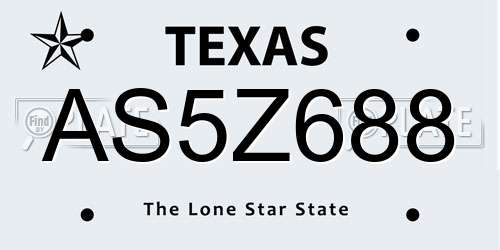 AS5Z688 Texas License Plate