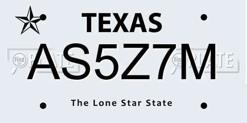 AS5Z7M Texas License Plate