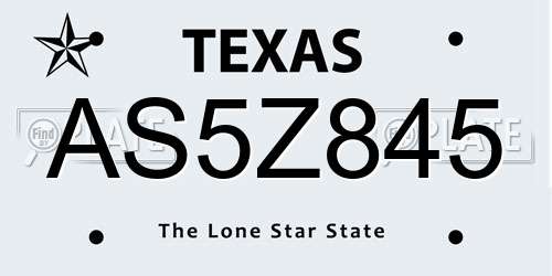 AS5Z845 Texas License Plate