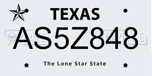 AS5Z848 Texas License Plate
