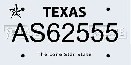 AS62555 Texas License Plate