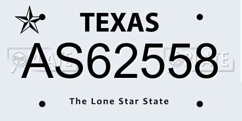 AS62558 Texas License Plate