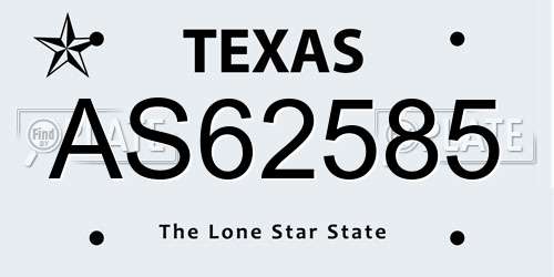 AS62585 Texas License Plate