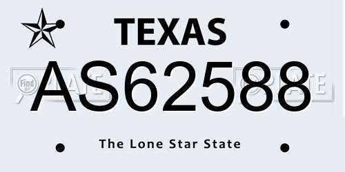 AS62588 Texas License Plate