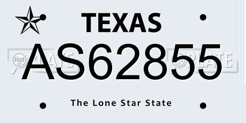AS62855 Texas License Plate