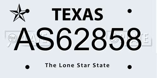 AS62858 Texas License Plate