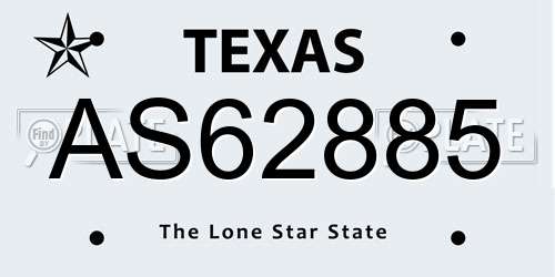 AS62885 Texas License Plate