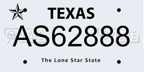 AS62888 Texas License Plate