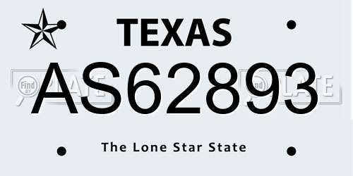 AS62893 Texas License Plate