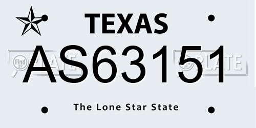 AS63151 Texas License Plate