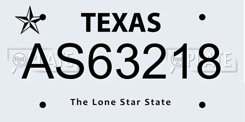 AS63218 Texas License Plate