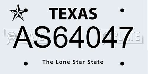 AS64047 Texas License Plate