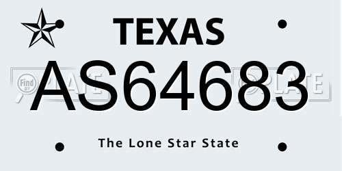 AS64683 Texas License Plate