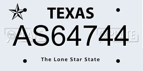 AS64744 Texas License Plate