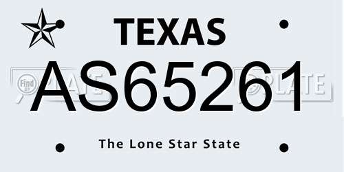 AS65261 Texas License Plate