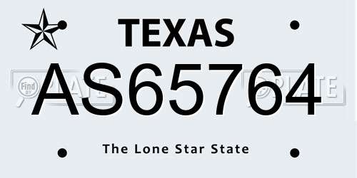 AS65764 Texas License Plate