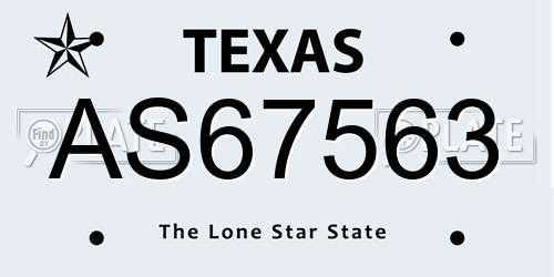 AS67563 Texas License Plate