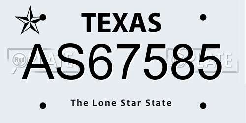 AS67585 Texas License Plate