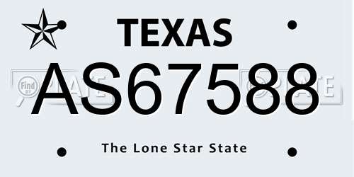 AS67588 Texas License Plate