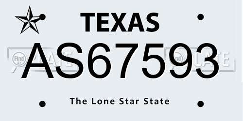 AS67593 Texas License Plate