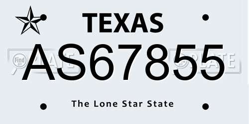 AS67855 Texas License Plate