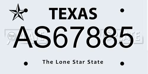 AS67885 Texas License Plate