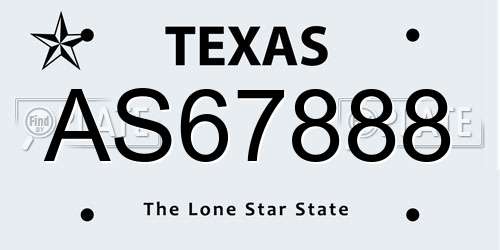 AS67888 Texas License Plate