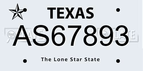 AS67893 Texas License Plate