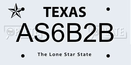 AS6B2B Texas License Plate