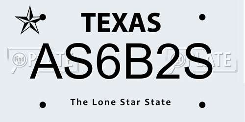 AS6B2S Texas License Plate