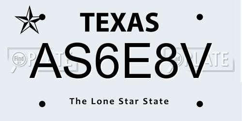 AS6E8V Texas License Plate