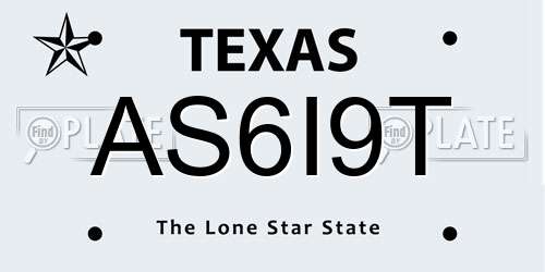 AS6I9T Texas License Plate