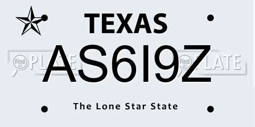AS6I9Z Texas License Plate