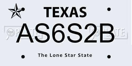 AS6S2B Texas License Plate