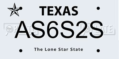 AS6S2S Texas License Plate
