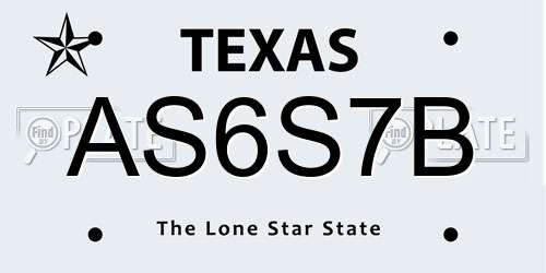 AS6S7B Texas License Plate
