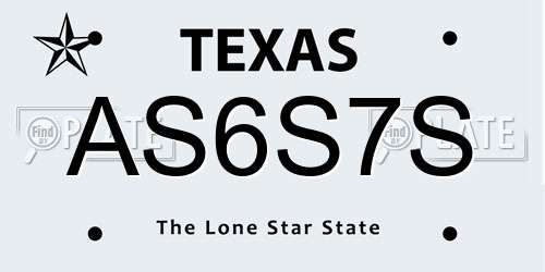 AS6S7S Texas License Plate
