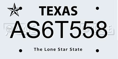 AS6T558 Texas License Plate