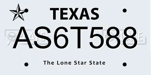 AS6T588 Texas License Plate