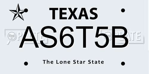AS6T5B Texas License Plate