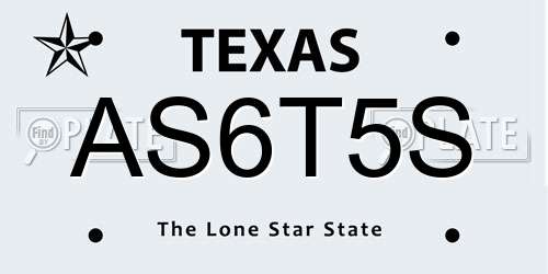 AS6T5S Texas License Plate