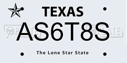 AS6T8S Texas License Plate