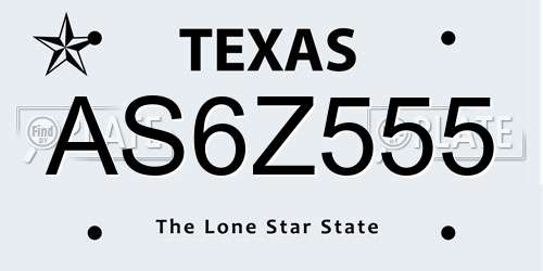 AS6Z555 Texas License Plate
