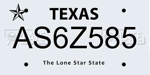 AS6Z585 Texas License Plate