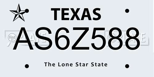 AS6Z588 Texas License Plate