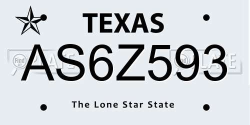 AS6Z593 Texas License Plate