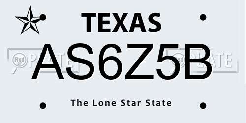 AS6Z5B Texas License Plate