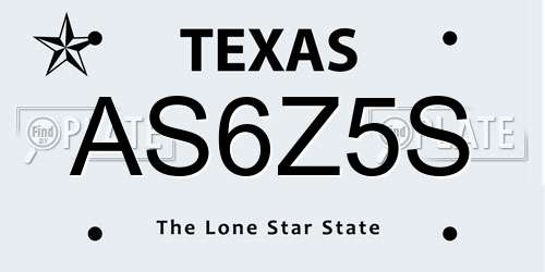 AS6Z5S Texas License Plate