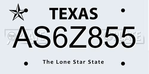 AS6Z855 Texas License Plate