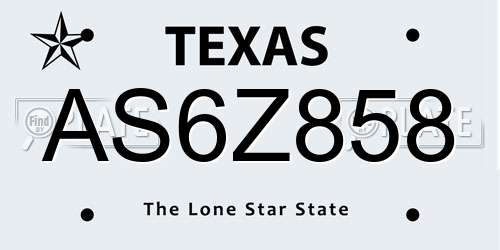 AS6Z858 Texas License Plate